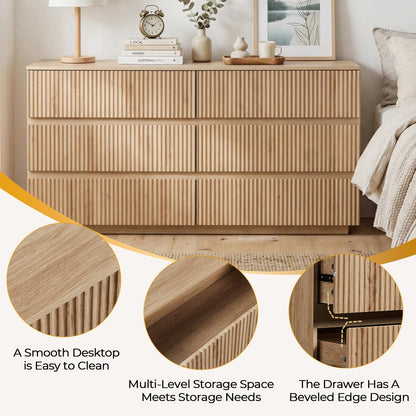 Handleless 6-Drawer Dresser with Grille
