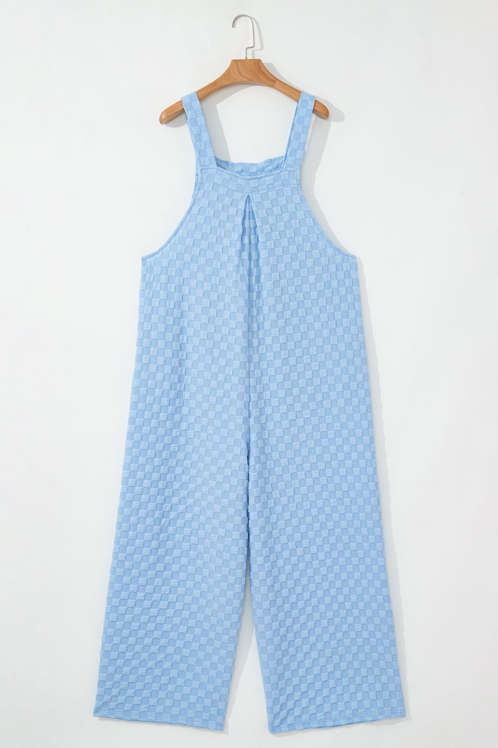 Checkered Wide Leg Pocketed Overalls