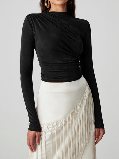 Mock Neck Long Sleeve T-Shirt