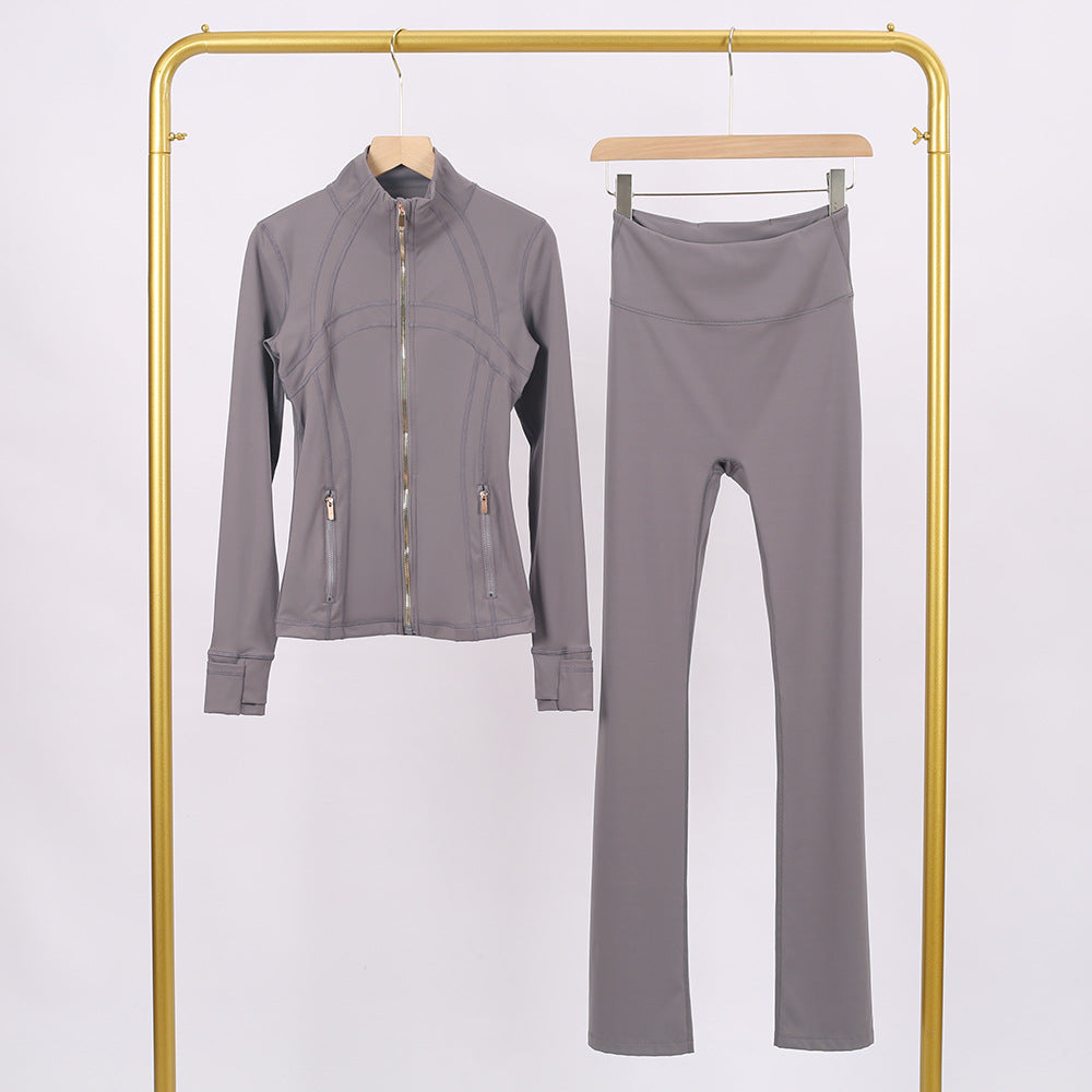 Golden zipper Slim fit yoga pants set