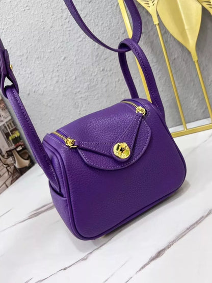 Gold-Tone Hardware Leather Crossbody Bag