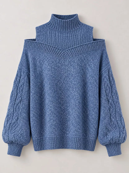 Cold shoulder cable knit sweater, view 12