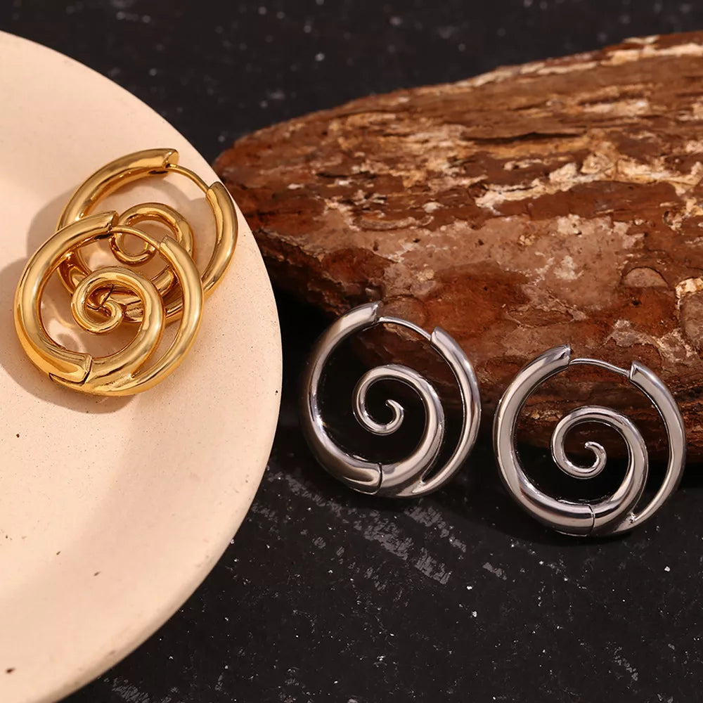 Stainless Steel Spiral Hoop Earrings