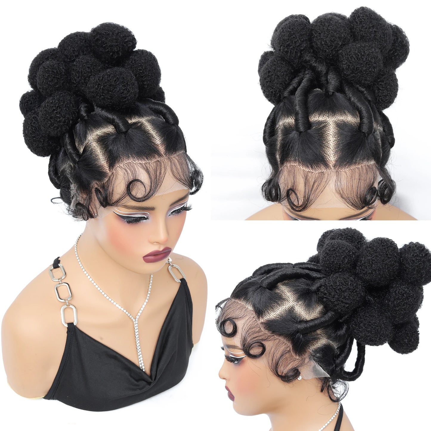 Synthetic Braided Wigs Hand-tied