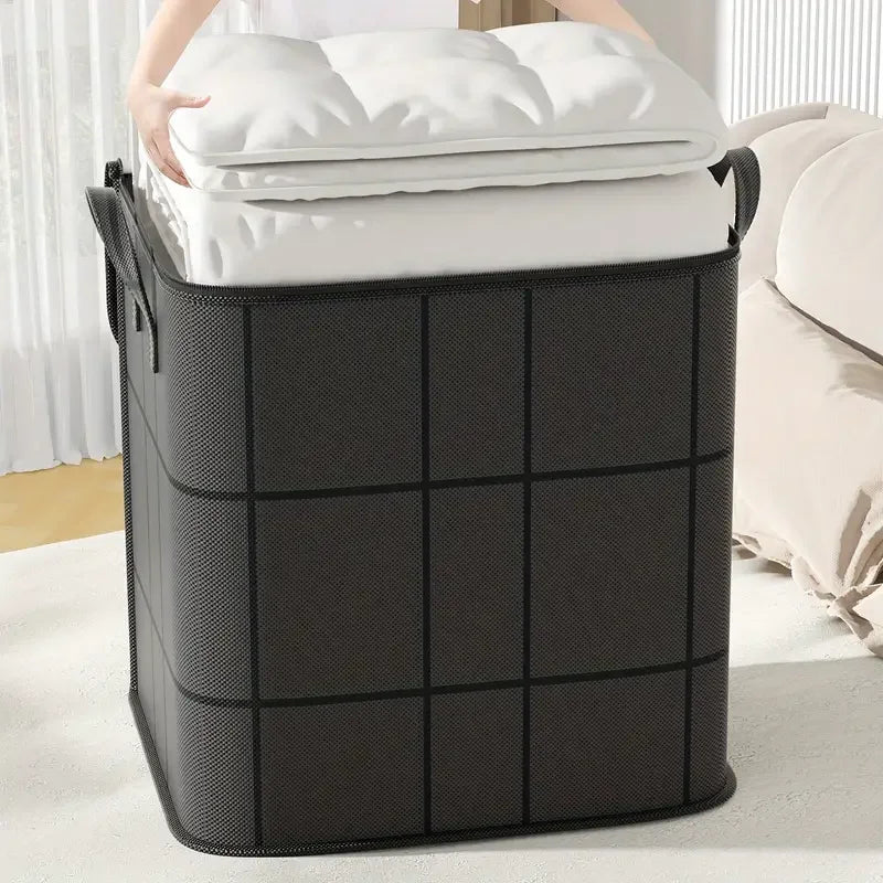 Black Woven Cotton Quilt Storage Bag