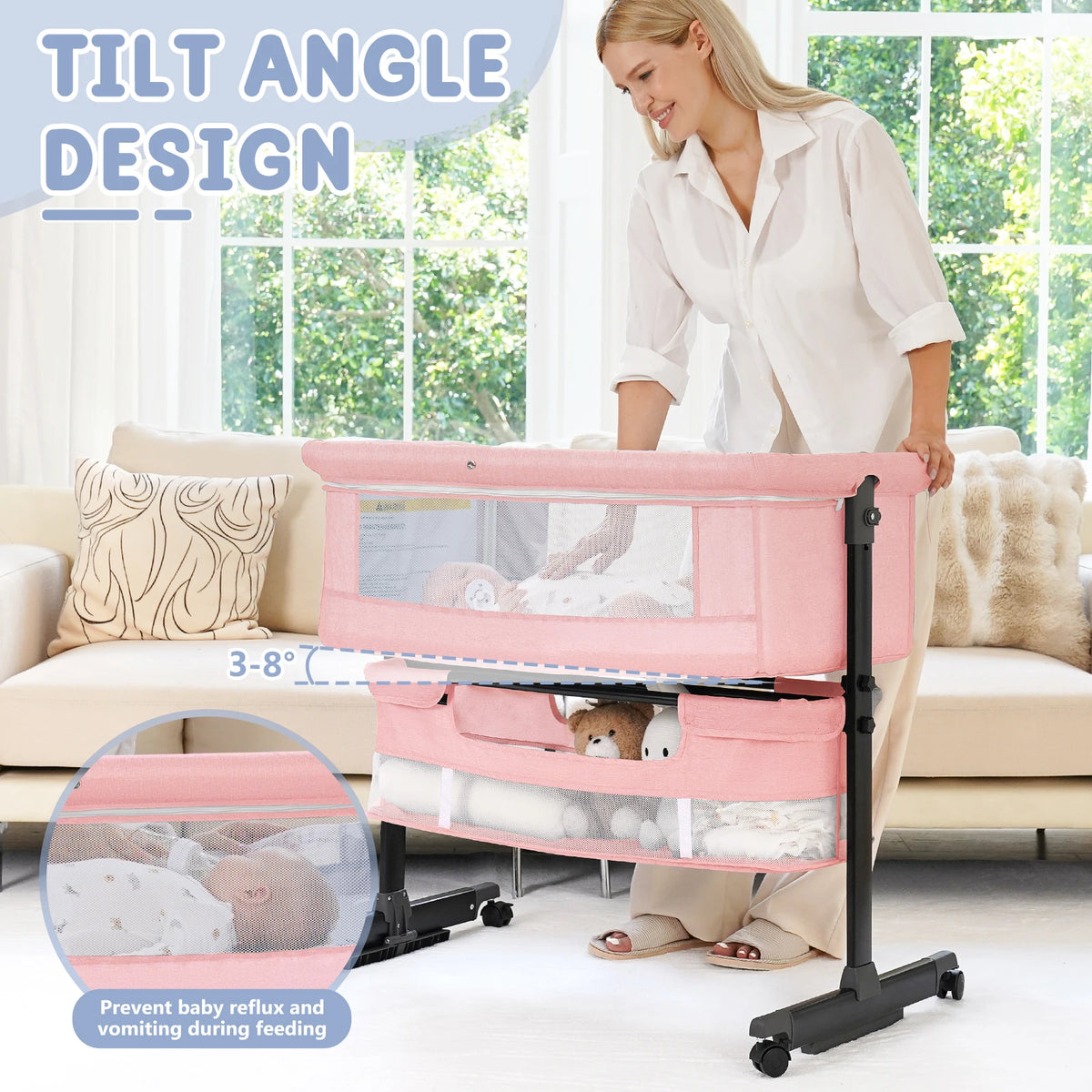 Kmaier Foldable Portable Baby Bassinet