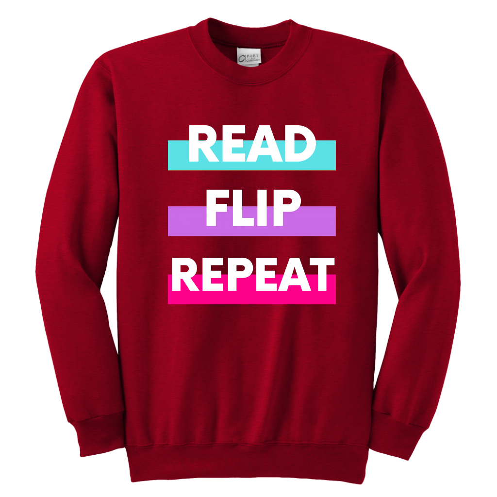 Read Flip Repeat Crewneck Sweatshirt Kids & Youth - MONLANE