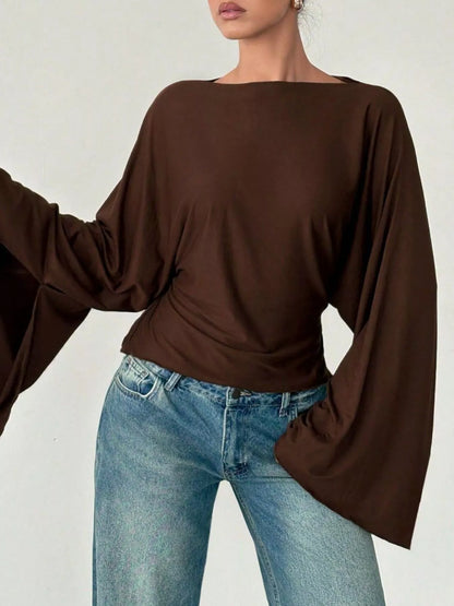 Boat neck batwing top, view 4