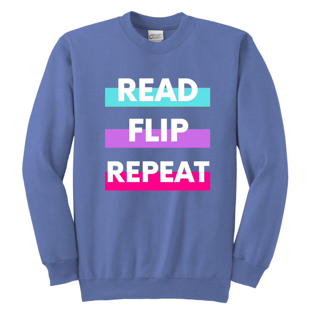 Read Flip Repeat Crewneck Sweatshirt Kids & Youth - MONLANE