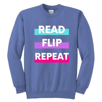 Read Flip Repeat Crewneck Sweatshirt Kids & Youth - MONLANE