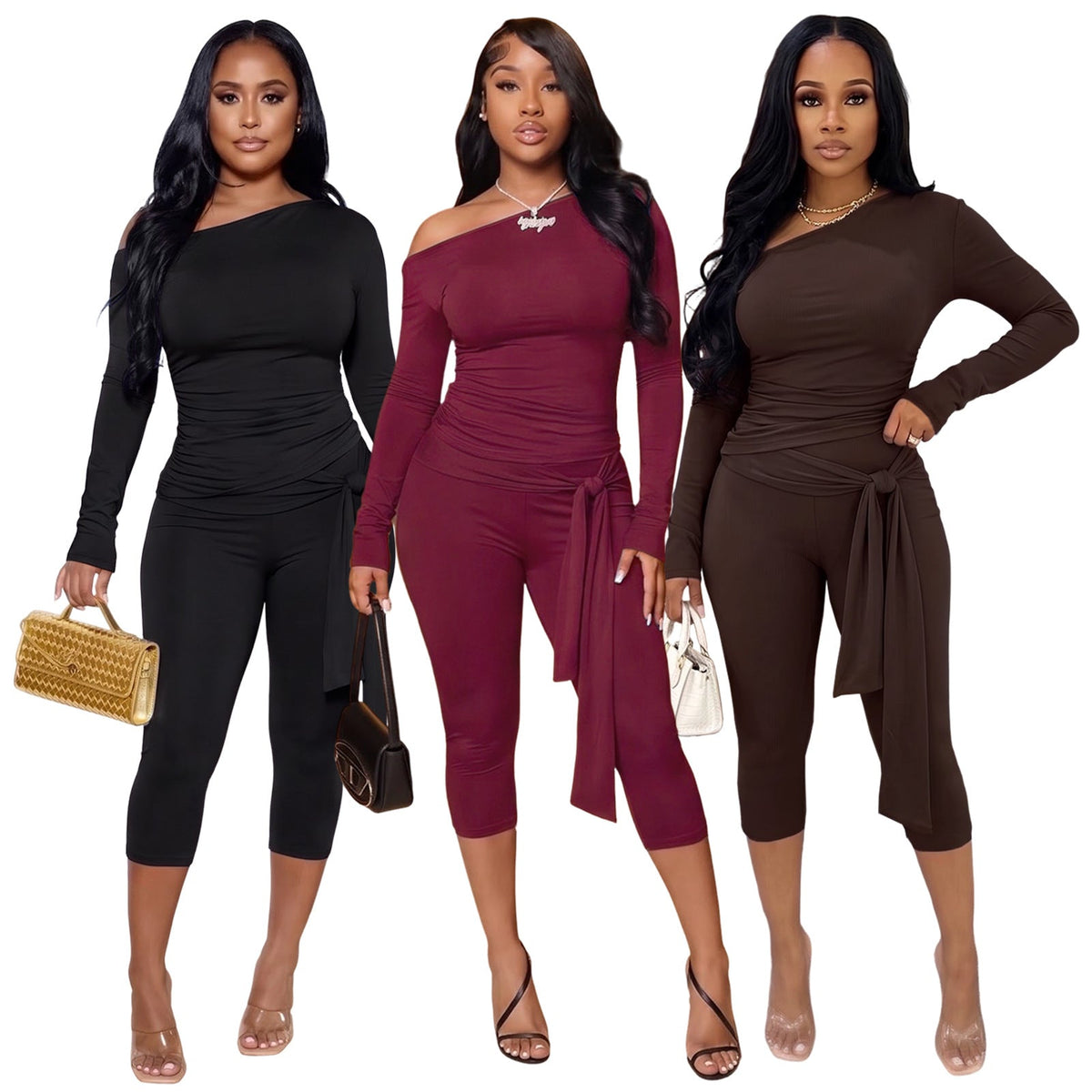 Fold-detail pants set, view 2