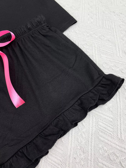 Piped shirt and ruffle shorts set, view 2