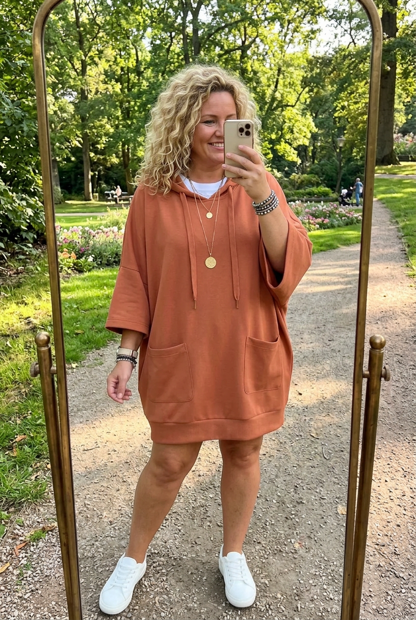 Stretchy Drawstring Hoodie Dress with Pockets, S to XXL