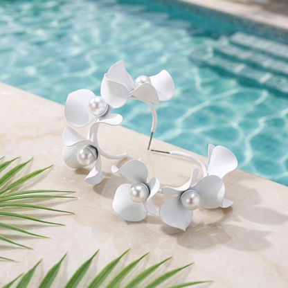 Floral Pearl Hoop Earrings