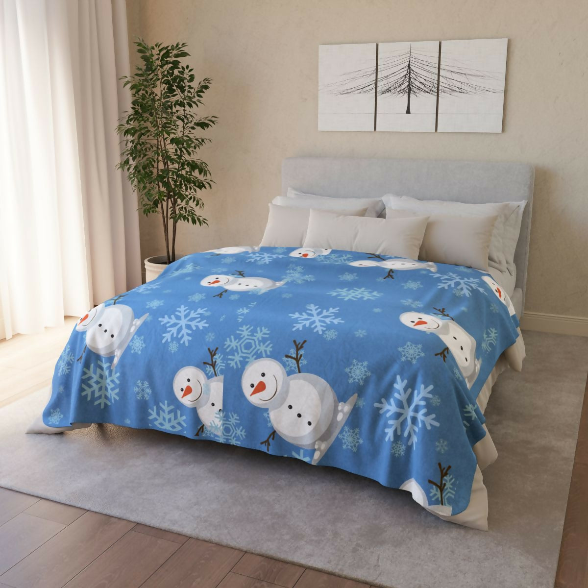 Snow Man Fleece Sherpa Blanket 2