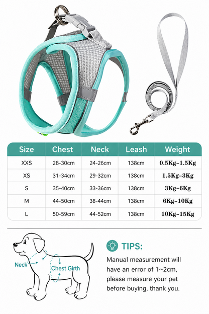 Reflective Mesh Harness & Leash Set