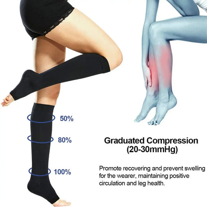 Open Toe Knee High Calf Compression Socks Women & Men