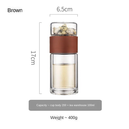 Portable Double Wall Glass Tea infuser Tumbler