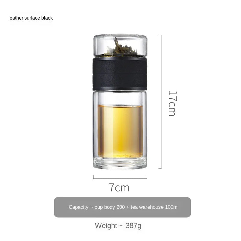 Portable Double Wall Glass Tea infuser Tumbler
