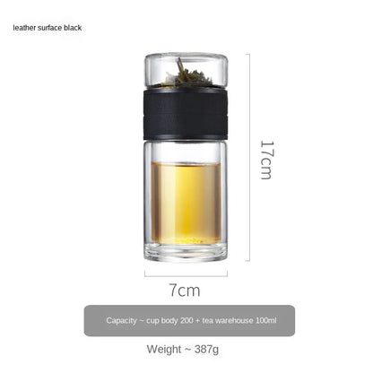 Portable Double Wall Glass Tea infuser Tumbler
