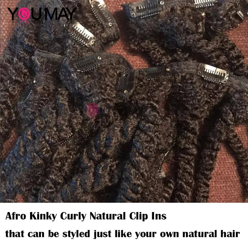 4B 4C Afro Kinky Curly Clip In Human Hair Extensions