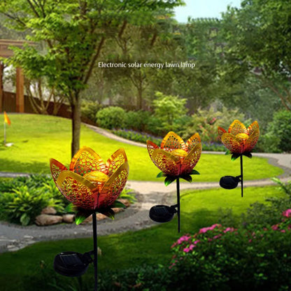 Solar LED Flower Iron Ground Plug Light