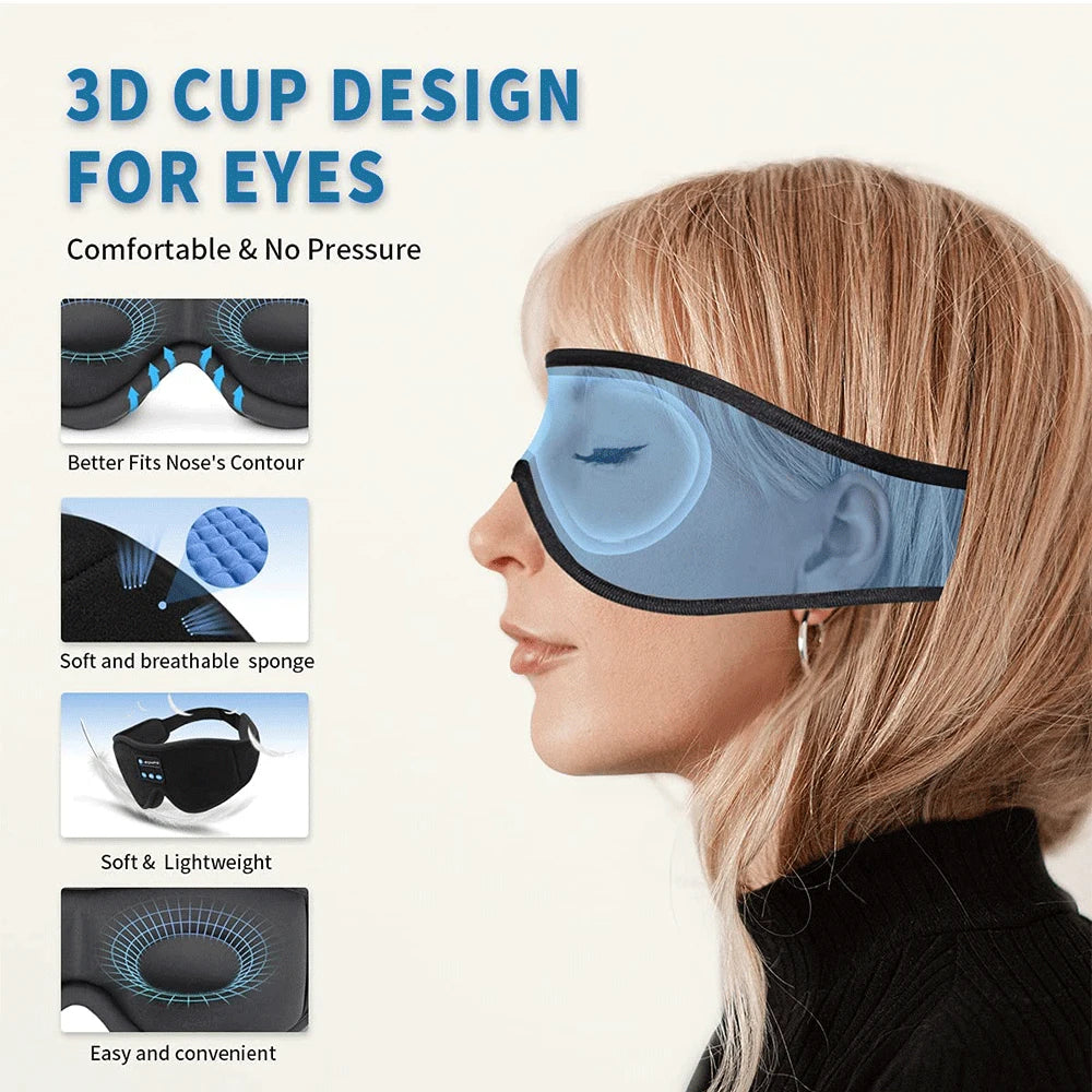 Bluetooth 3D Eye Mask with Music Headphones - MONLANE