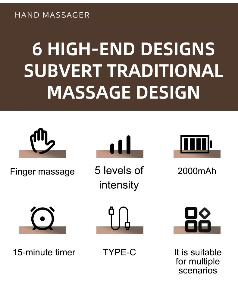 6 in 1 Smart Airbag Full Hand Massager Wrist Palm Finger Muscle Relaxation Kneading Vibration Massage Machine