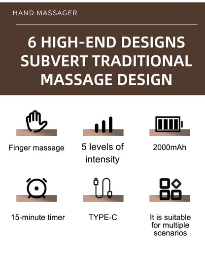 6 in 1 Smart Airbag Full Hand Massager Wrist Palm Finger Muscle Relaxation Kneading Vibration Massage Machine