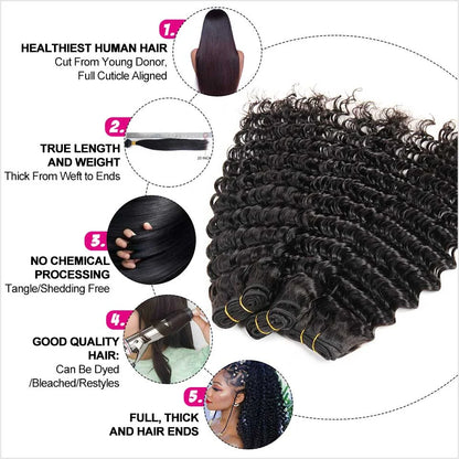 Brazilian Deep Wave Hair Bundles 100% Remy Human Hair