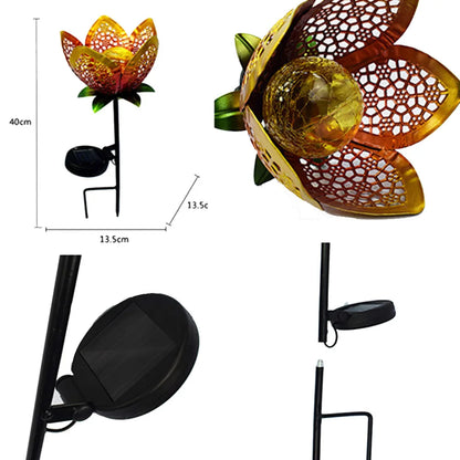 Solar LED Flower Iron Ground Plug Light
