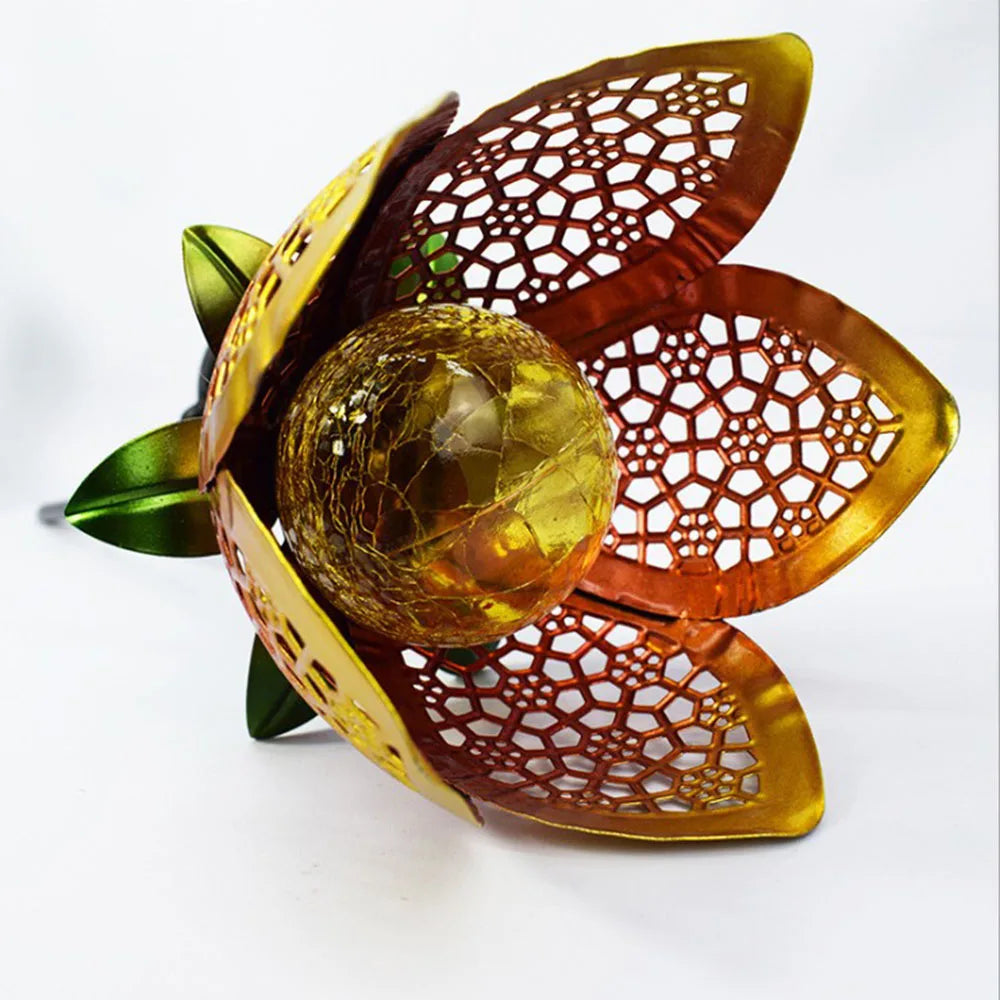 Solar LED Flower Iron Ground Plug Light