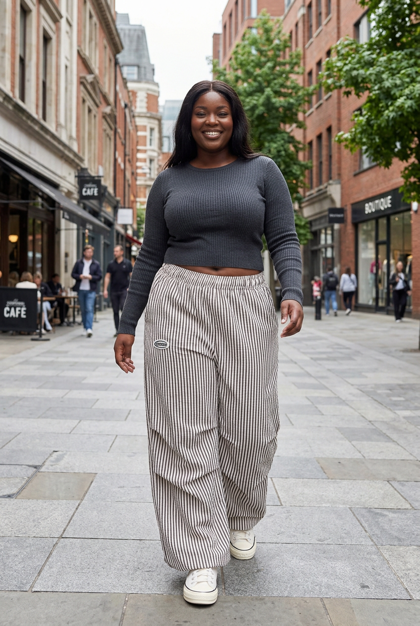 Striped cargo pants in Khaki, size XXL