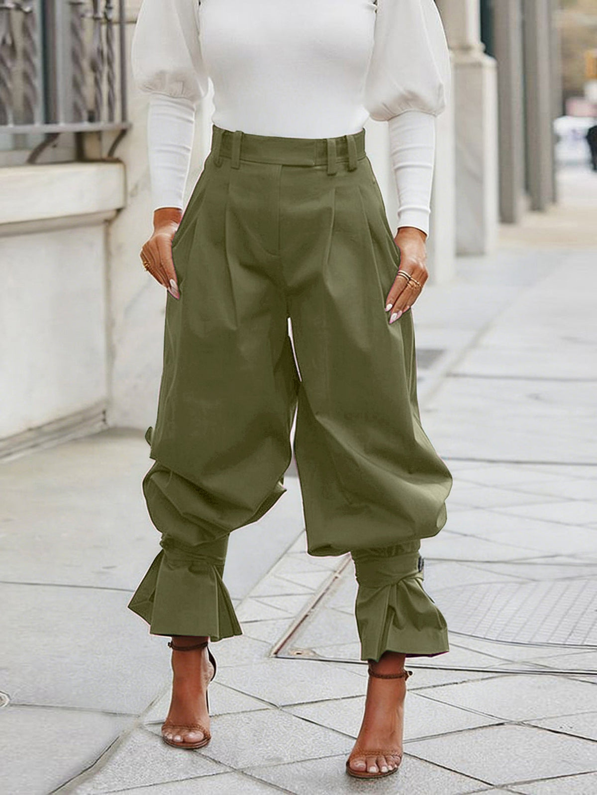 Lantern pants in Green