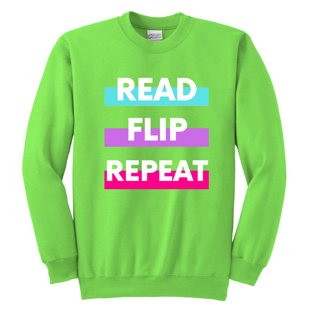 Read Flip Repeat Crewneck Sweatshirt Kids & Youth - MONLANE
