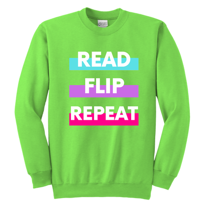 Read Flip Repeat Crewneck Sweatshirt Kids & Youth - MONLANE
