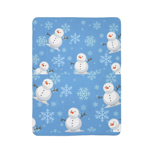 Snow Man Fleece Sherpa Blanket 4