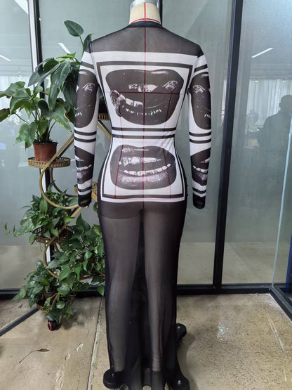Mesh printed street dress, view 9