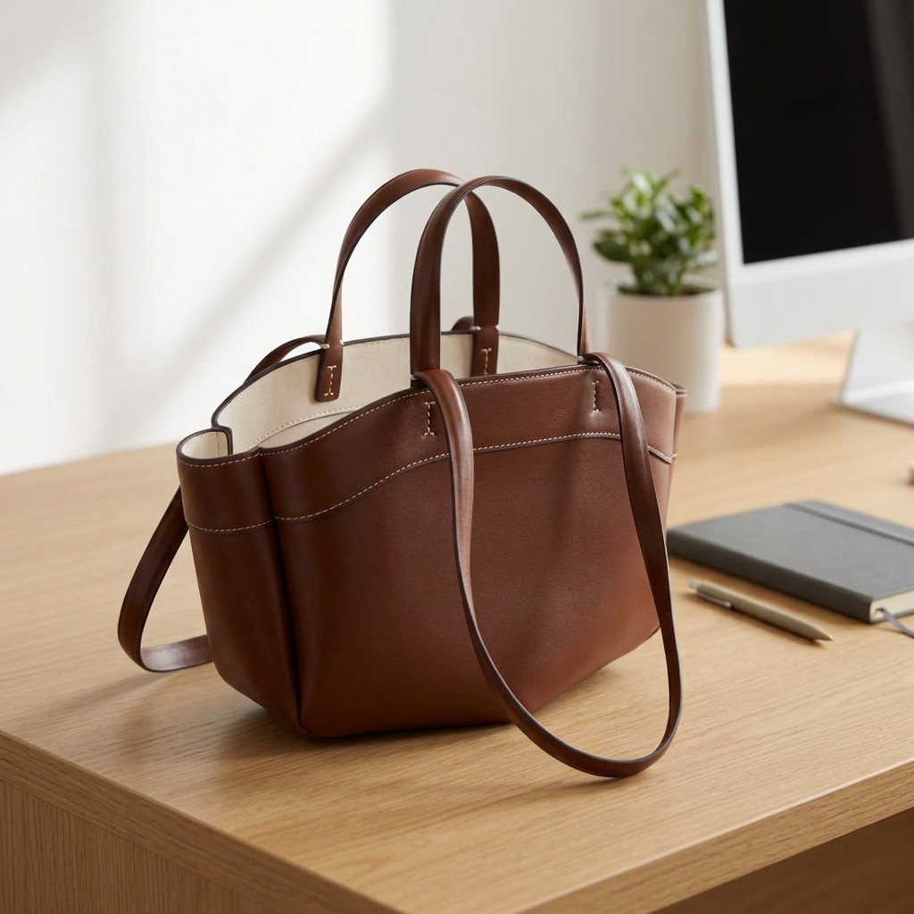 PU Leather Tote Bag in Maroon