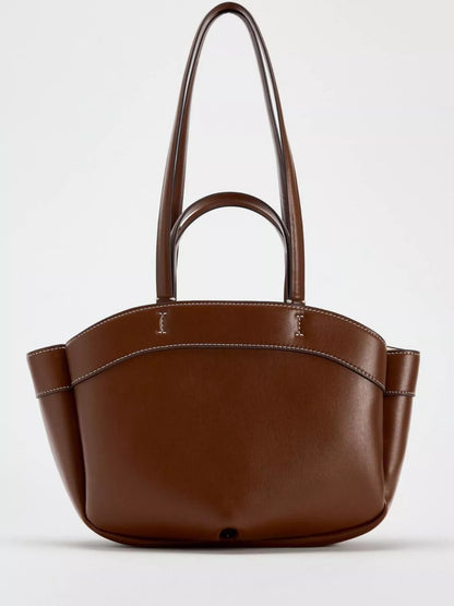 PU leather tote bag in maroon