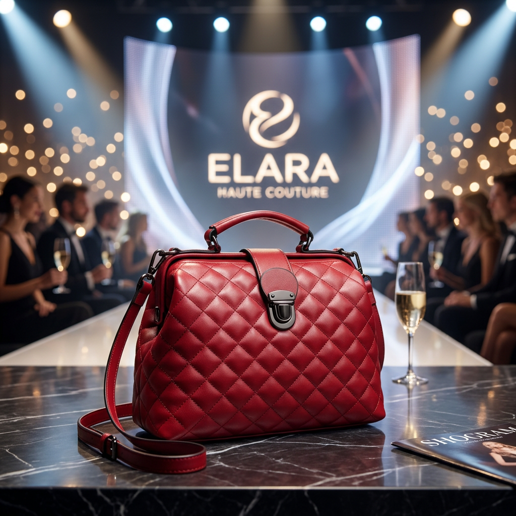 Quilted Handbag with Metal Clasp