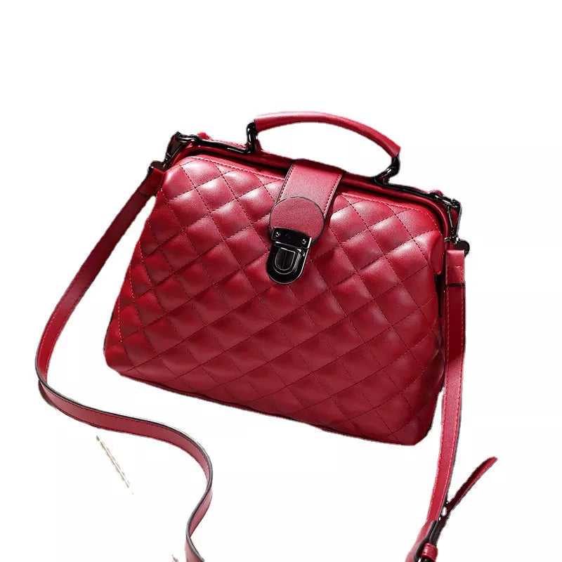 Quilted Handbag with Metal Clasp