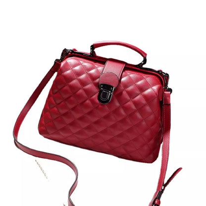 Quilted Handbag with Metal Clasp