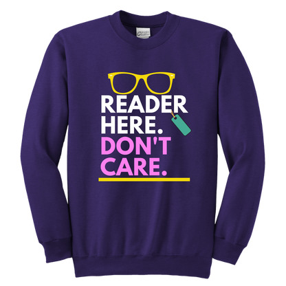 Reader here don't Care Crewneck Sweatshirt Kids & Youth - MONLANE