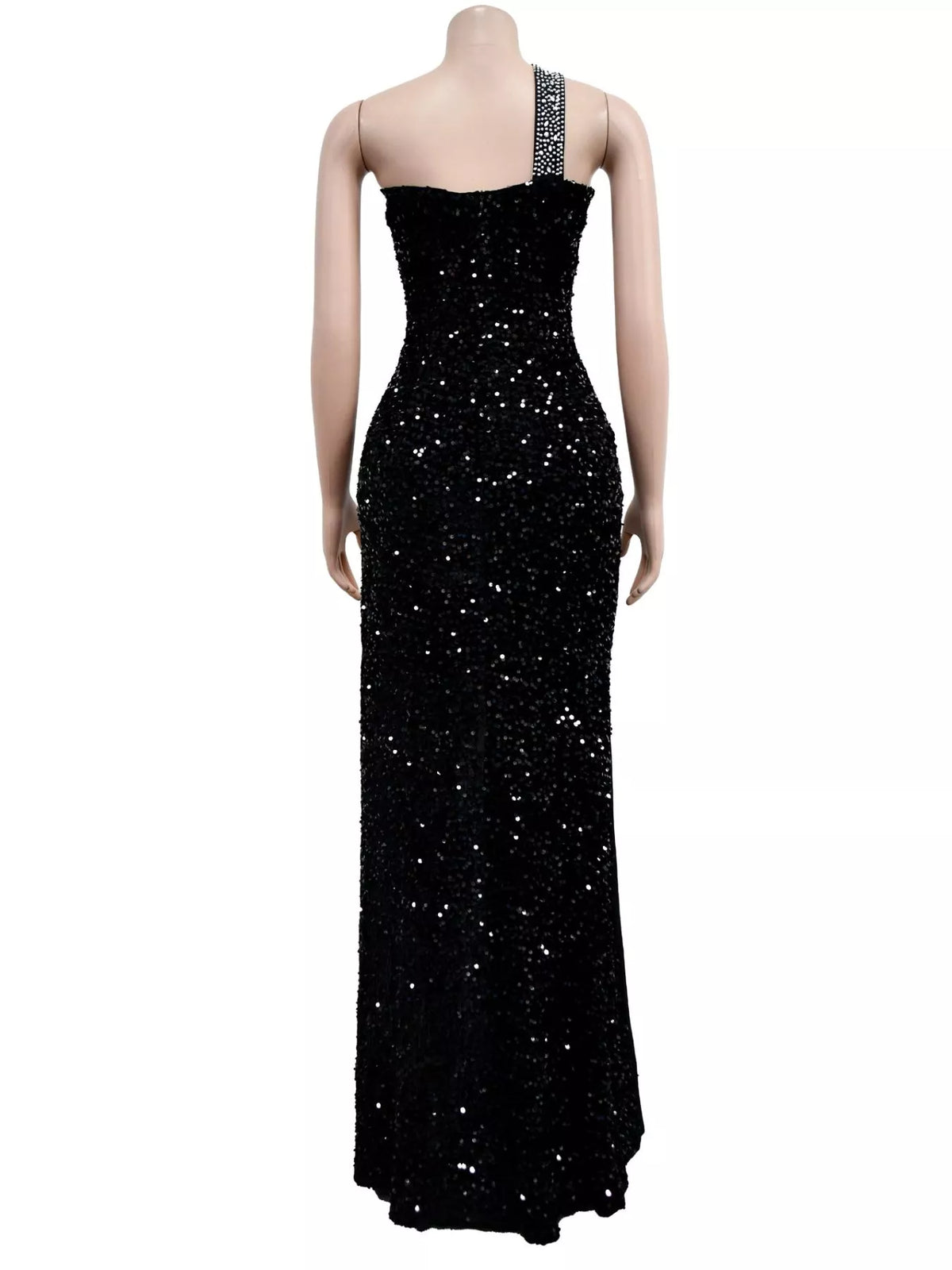 Rhinestone one-shoulder maxi dress, view 3