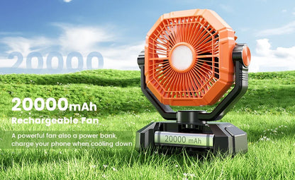 Rechargeable camping fan with LED lantern, view 10