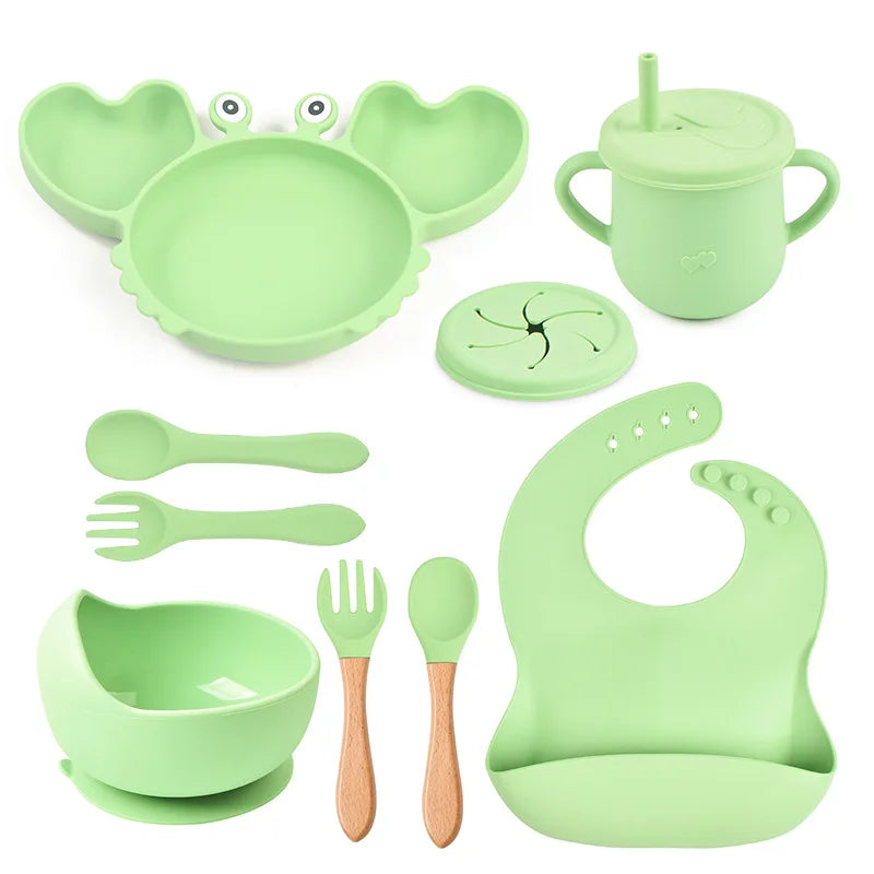 9Pcs Baby Silicone Non-Slip Suction Feeding set