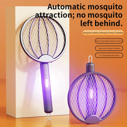 Indoor bug zapper racket with purple lamp mode