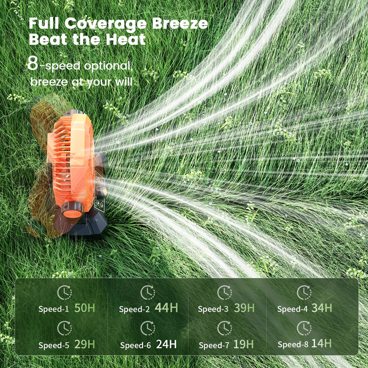 Rechargeable camping fan with LED lantern, view 3