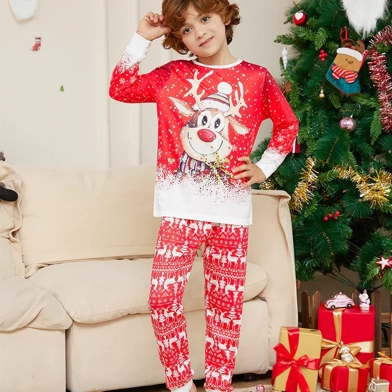 Reindeer Printed Xmas Family pajama Sets